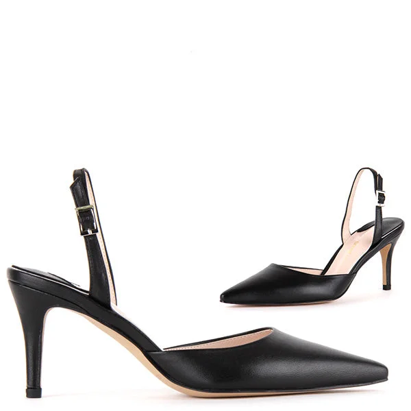 TESORO - black leather---Comfortable Leather Pumps for Office and Everyday Wear