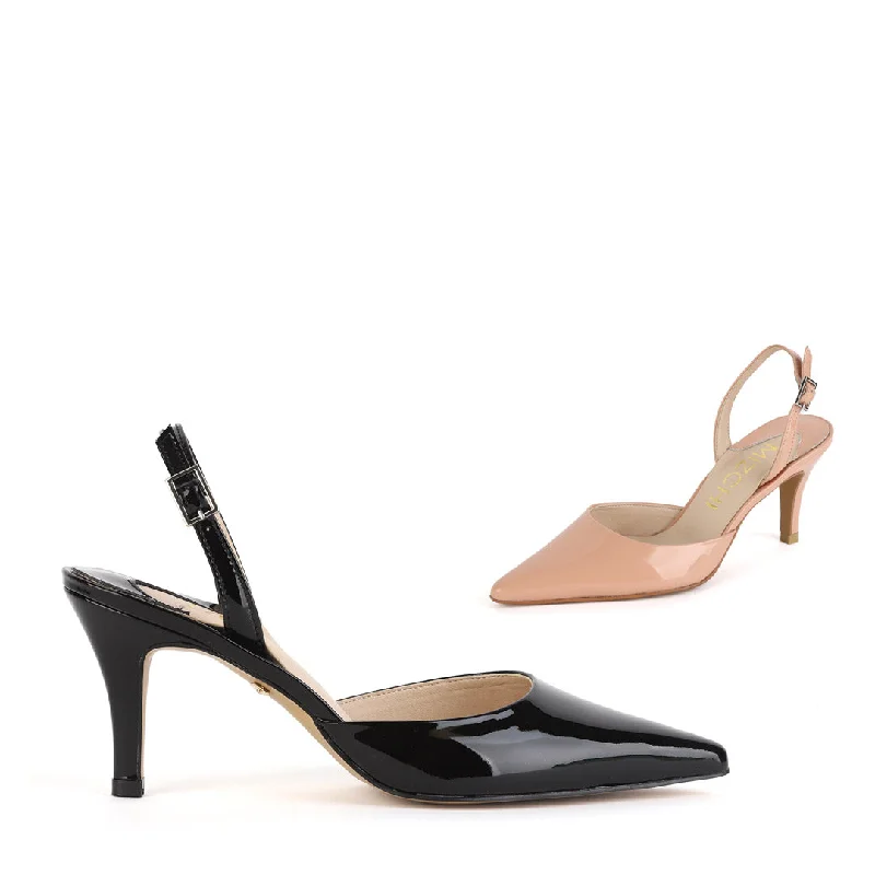 Sleek and Shiny Patent Pump Heels for a Polished Look--TESORO - patent leather slingback