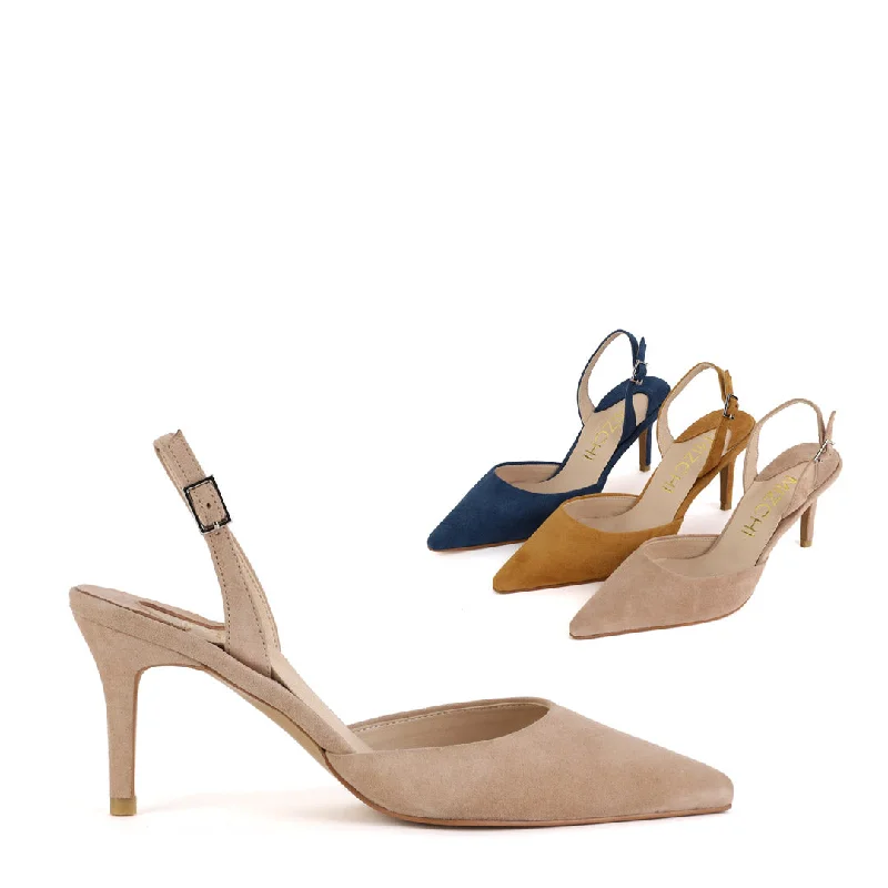 Affordable Suede Ankle Pumps for All-Day Wear--TESORO - beige suede slingback