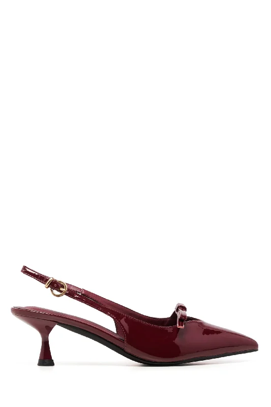 Stiletto Heel Pumps with Perfect Fit--THERAPY Beverly Slingback Pump Cherry Patent-Fashionable & Classic