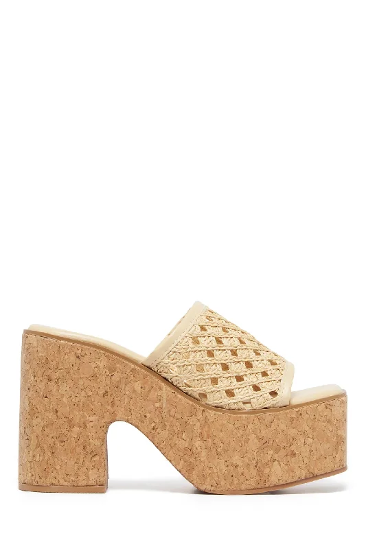 Stylish Platform Heels for Extra Height--THERAPY Delirium Platform Heel Raffia Natural