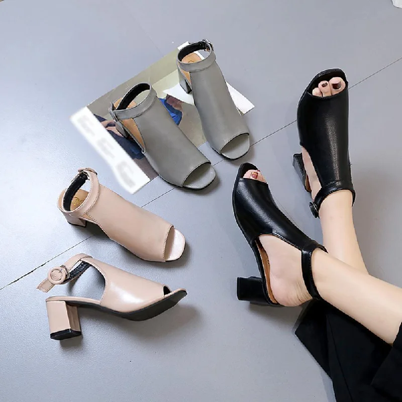 Versatile Heeled Sandals for Any Occasion---Thick Heel Fashion Hollow Toe Shoes  For women