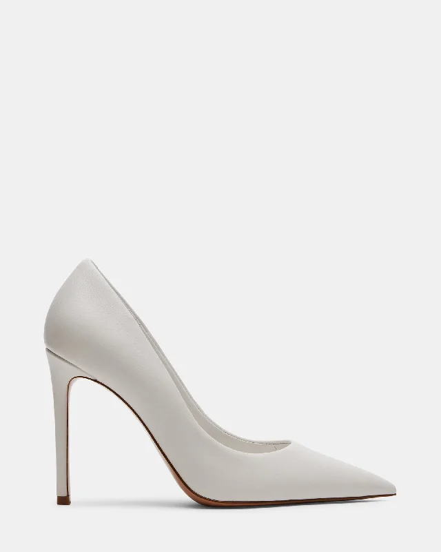 THRIVE WHITE LEATHER---Comfortable Leather Pumps for Office and Everyday Wear