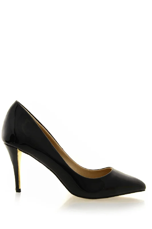 Sleek and Shiny Patent Pump Heels for a Polished Look--AGNES Black Patent Court Pumps