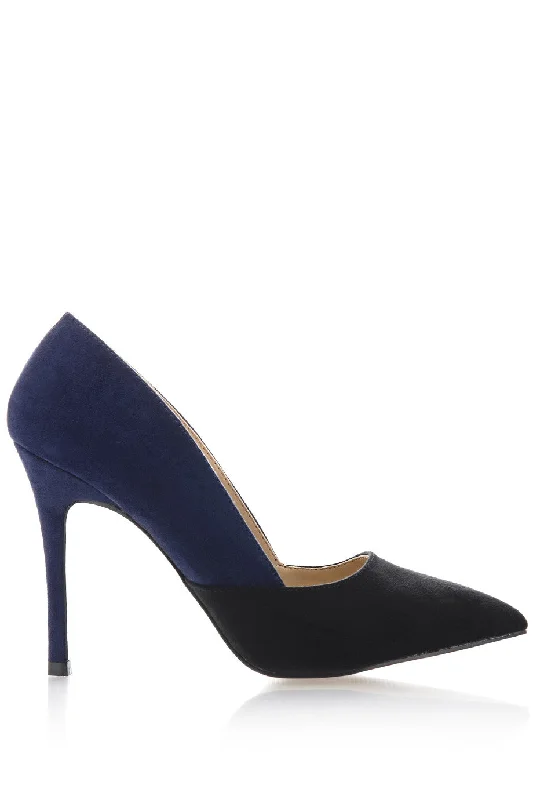 Affordable Suede Ankle Pumps for All-Day Wear--AUBREY Navy Black Suede Pumps