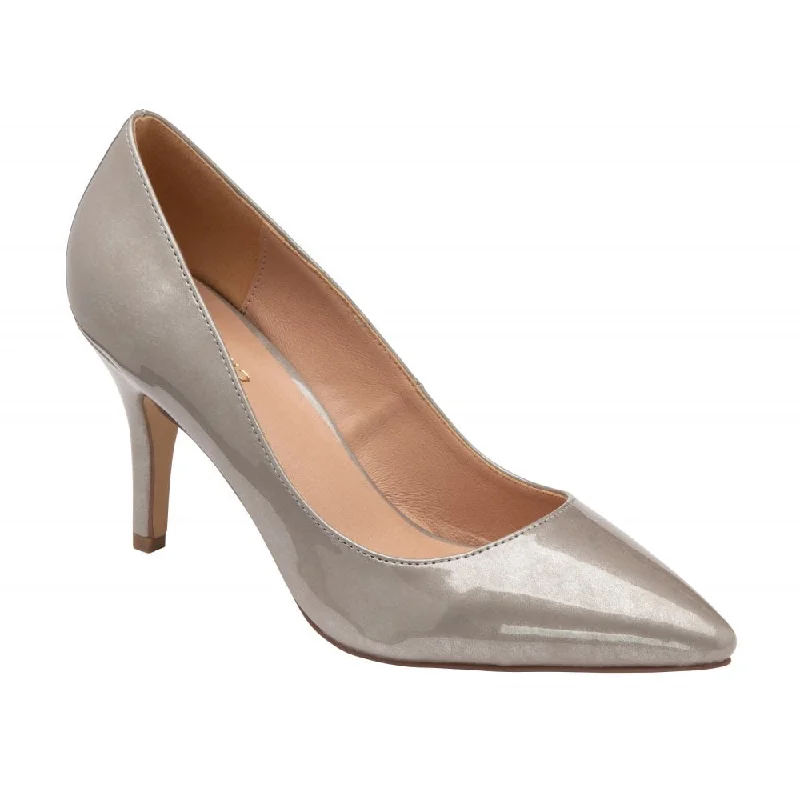 Sleek and Shiny Patent Pump Heels for a Polished Look--Timeless Elegance Grey Pearl Patent Heels with Pointed Toe