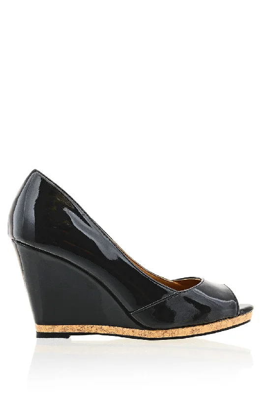 Stiletto Heel Pumps with Perfect Fit--MANDY Black Wedges-Fashionable & Classic