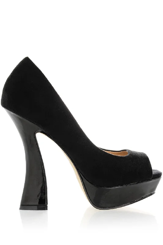 Stylish Platform Heels for Extra Height--MEGAN Black Platforms