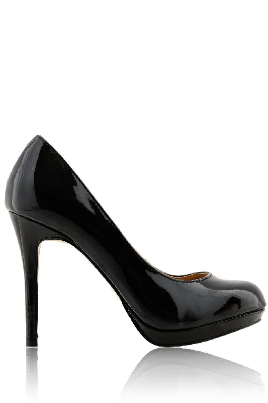 Sleek and Shiny Patent Pump Heels for a Polished Look--NELDA Black Patent Heels