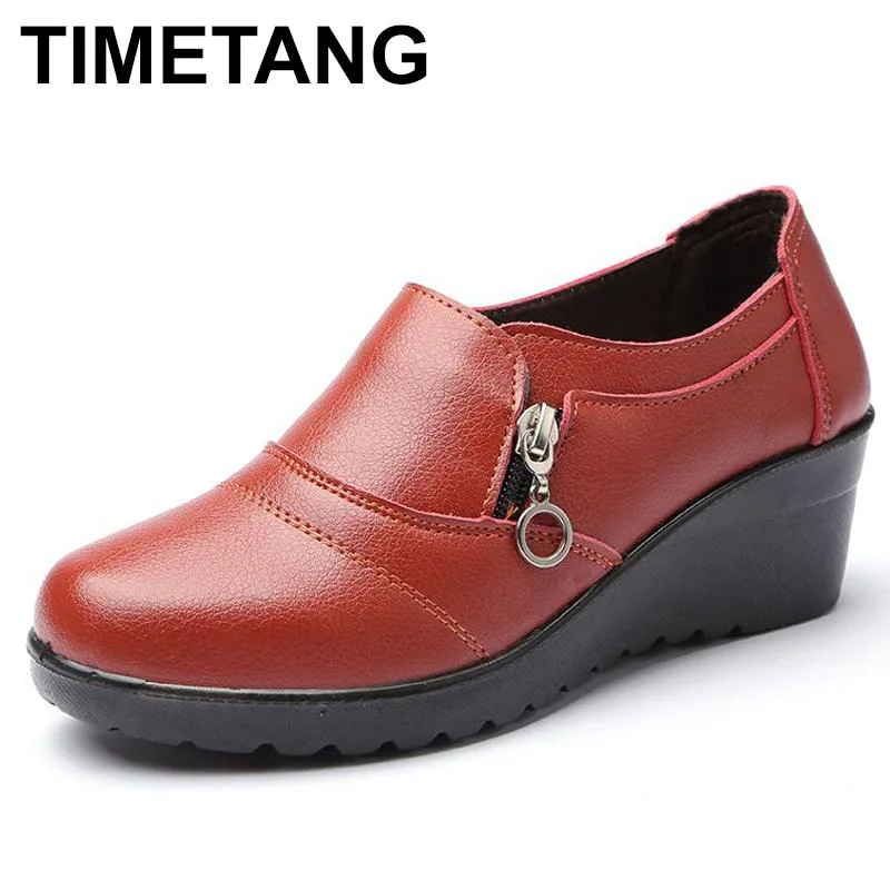 Stylish Slip-On Pumps for Quick Elegance---TIMETANG Autumn new fashion slip on women high heels shoes Women's Genuine Leather Work shoes Mother comfortable Wedding C290