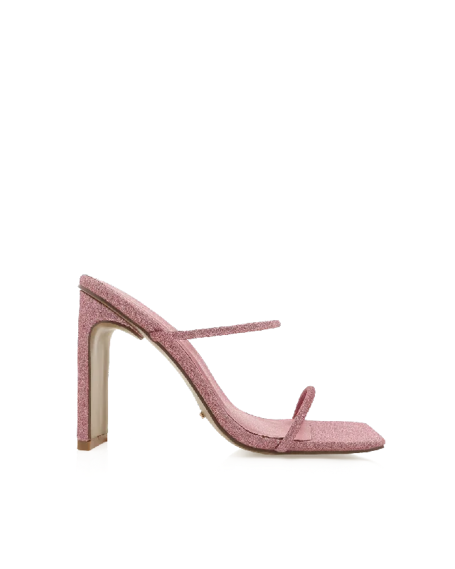 TINA - BALLET PINK GLITTER---Trendy Glitter Heels for a Glamorous Look