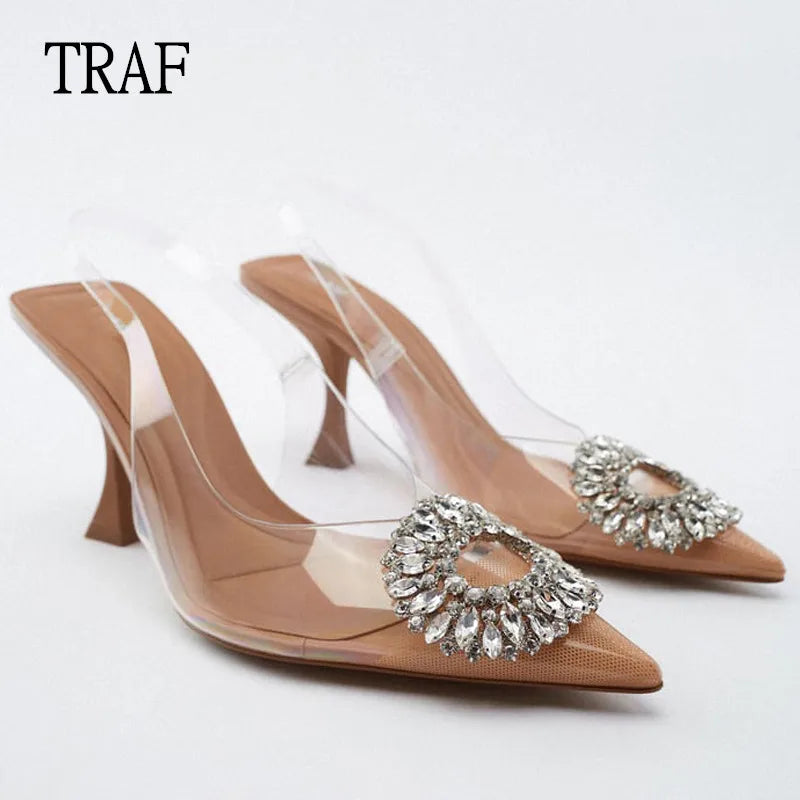 Affordable Rhinestone Pumps for a Dazzling Look---Transparent High Heels Women's Pumps Rhinestone Heeled Clear Heels