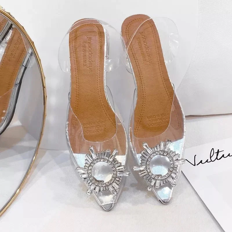 Stiletto Heel Pumps with Perfect Fit--TRANSPARENT CRISTAL FLAT SANDELS-Fashionable & Classic