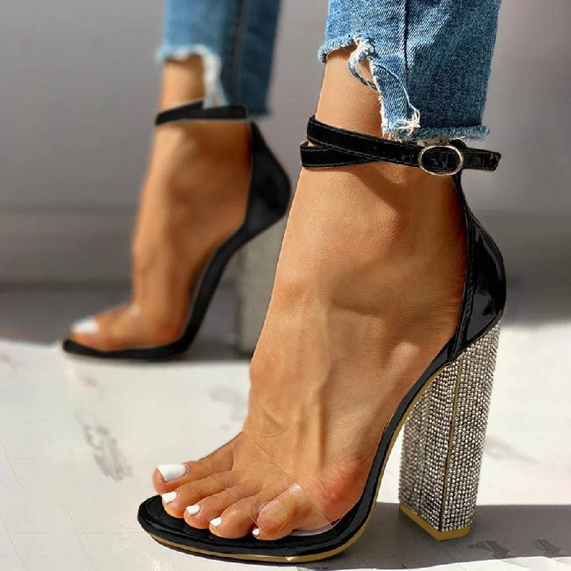 Versatile Heeled Sandals for Any Occasion---Transparent Diamond Heels