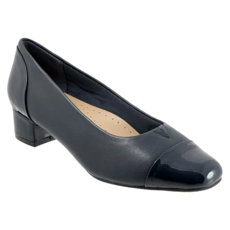 Sleek and Shiny Patent Pump Heels for a Polished Look--Trotters Daisy Navy/Patent Leather Pump (Women's)