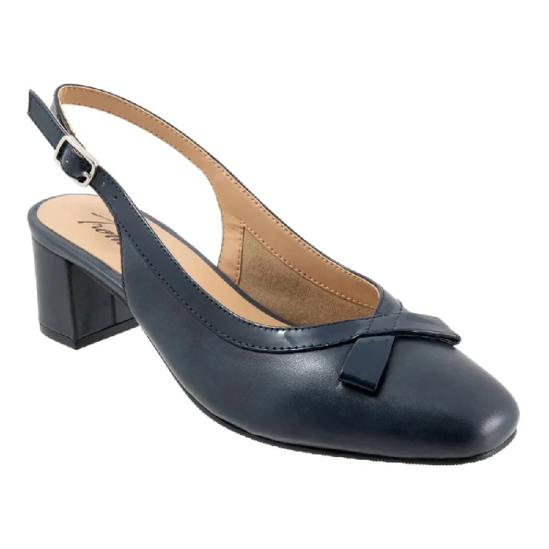 Trotters Dalani Navy Leather Pump (Women's)---Comfortable Leather Pumps for Office and Everyday Wear