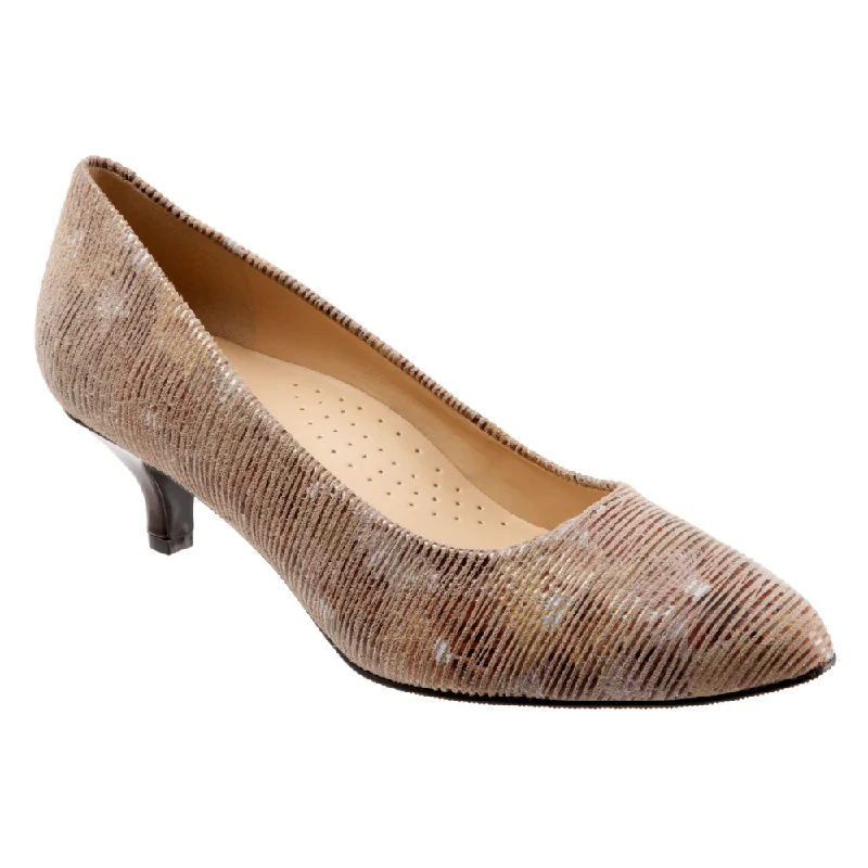 Trotters Kiera Tan Multi Leather Heel (Women's)---Comfortable Leather Pumps for Office and Everyday Wear