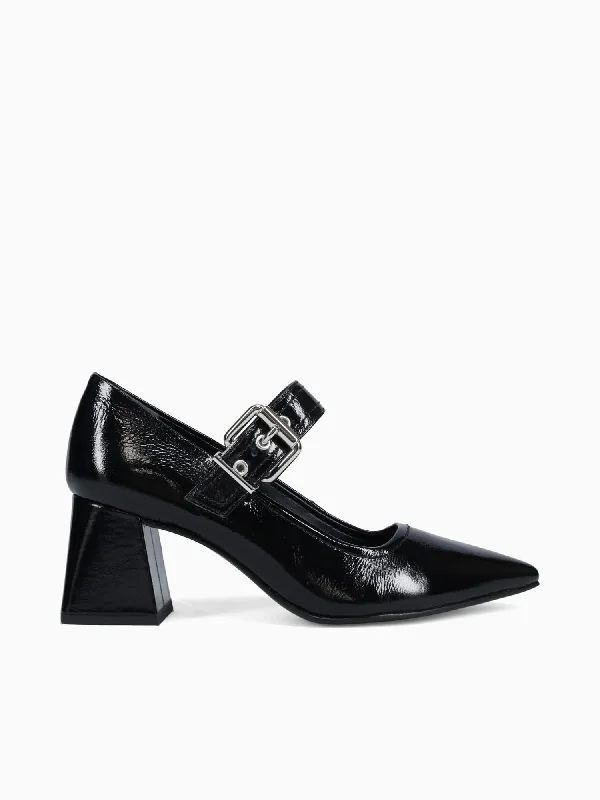 Stiletto Heel Pumps with Perfect Fit--Cilia Preto Couro Crinkle-Fashionable & Classic