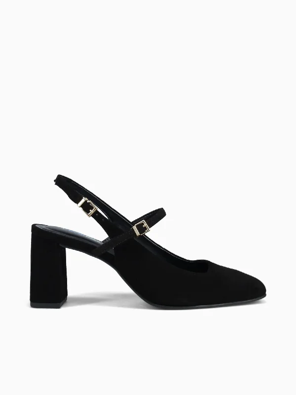 Affordable Suede Ankle Pumps for All-Day Wear--Frances Black Suede