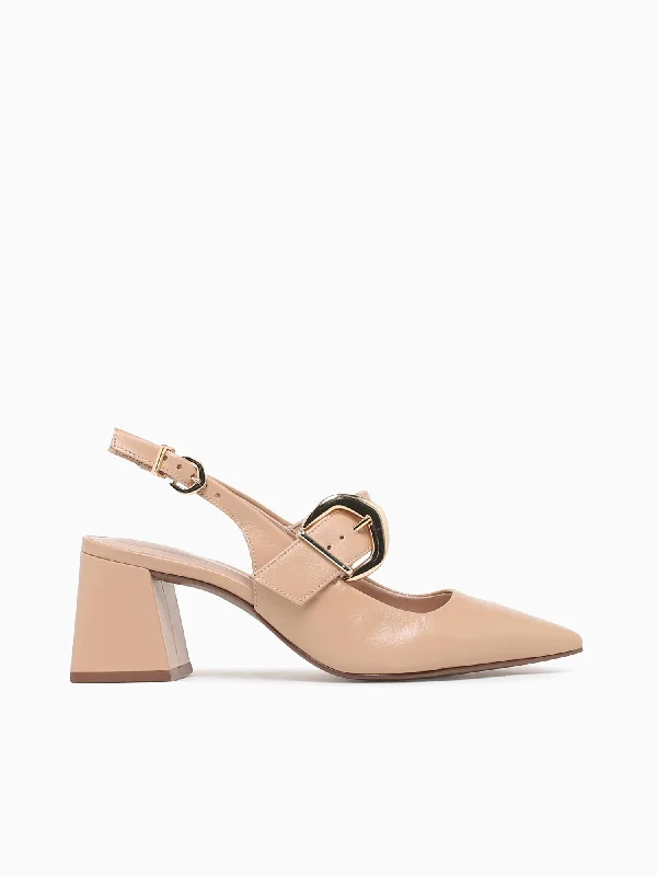 Stiletto Heel Pumps with Perfect Fit--Veronica Nude Napa New Linho-Fashionable & Classic