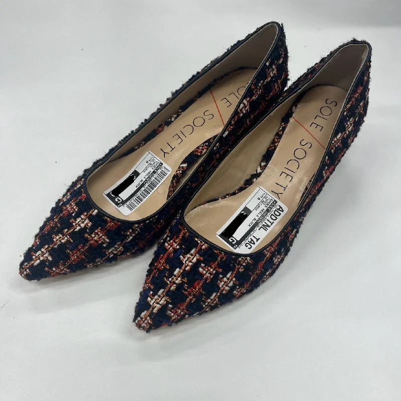 Tweed Shoes Heels Block Sole Society, Size 8---Fashionable Kitten Heels for Date Night