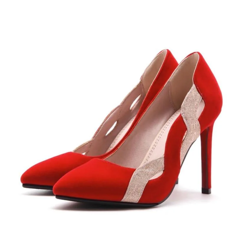 Stiletto Heel Pumps with Perfect Fit--Two Toned Pointed Toe Shallow Elegant High Heels Pump-Fashionable & Classic