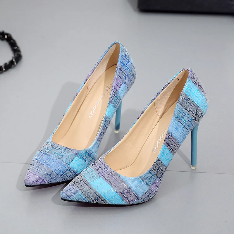 TX Fancy Color Fashionable Heels High Quality Ladies Heels Pumps Slip On Heals Shoes For Women