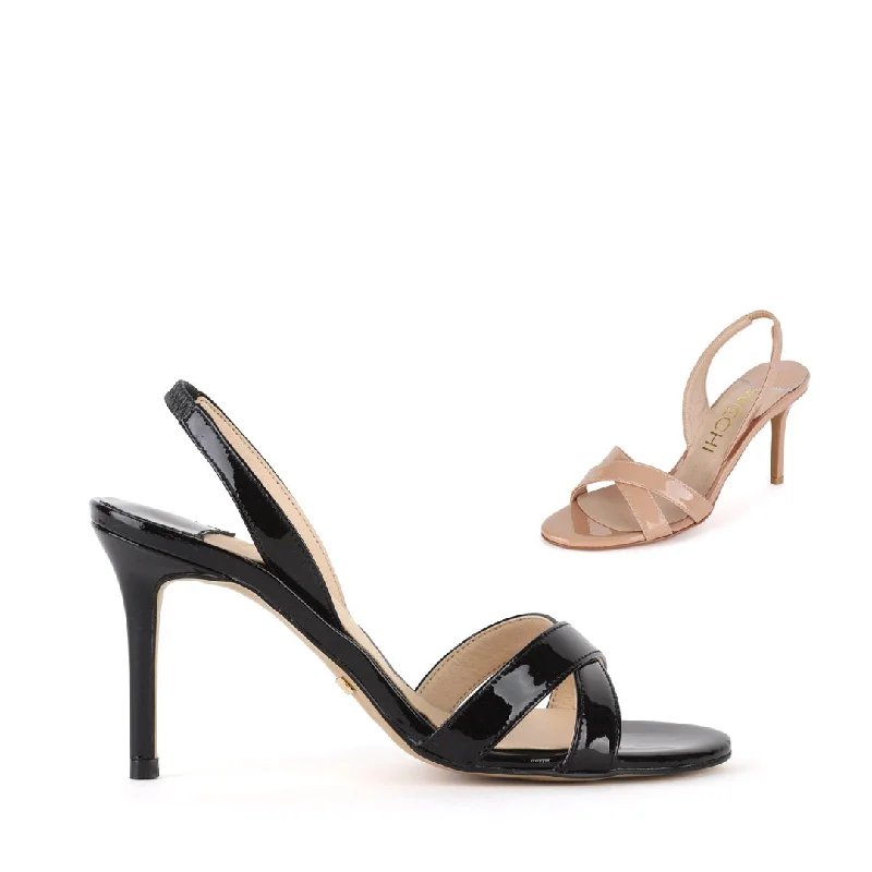 Versatile Heeled Sandals for Any Occasion---*UK size 1 - TWIGGY - black, 8cm