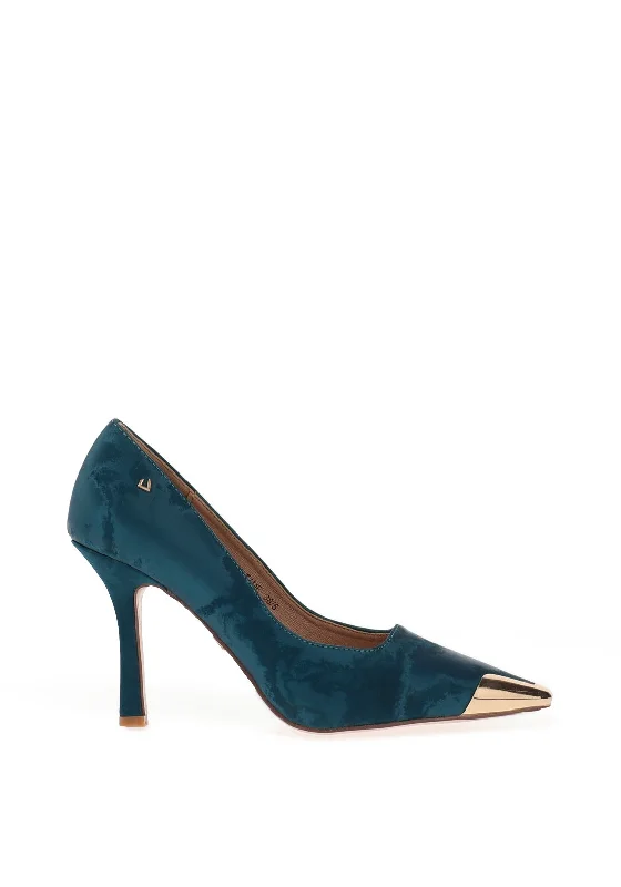 Stiletto Heel Pumps with Perfect Fit--Una Healy Daytime Pointed Toe Heels, Teal Marble-Fashionable & Classic