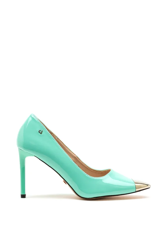 Versatile Heeled Sandals for Any Occasion---Una Healy Wonderful Metal Trim Heeled Court Shoes, Green