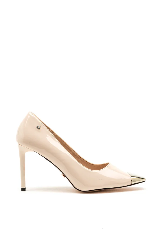 Versatile Heeled Sandals for Any Occasion---Una Healy Wonderful Metal Trim Heeled Court Shoes, Nude