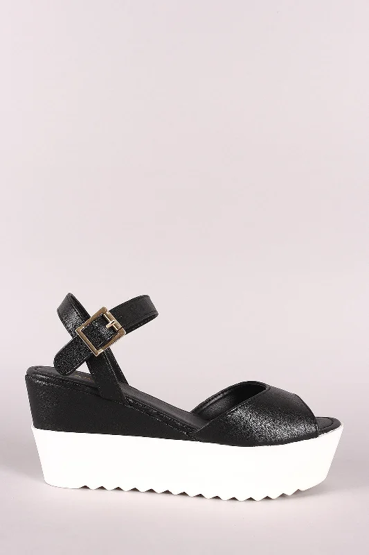 Bamboo Vegan Leather Flatform Wedge---Comfortable Leather Pumps for Office and Everyday Wear