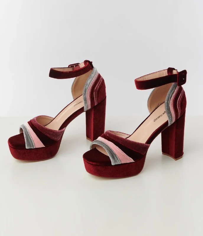 Stylish Platform Heels for Extra Height--Unique Vintage Berry Stripe Platform Heels