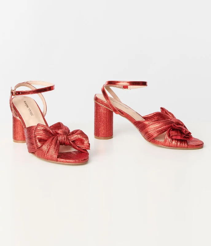 Unique Vintage Ruby Red Slingback Bow Heel---Charming Bow Pumps for a Cute and Stylish Look