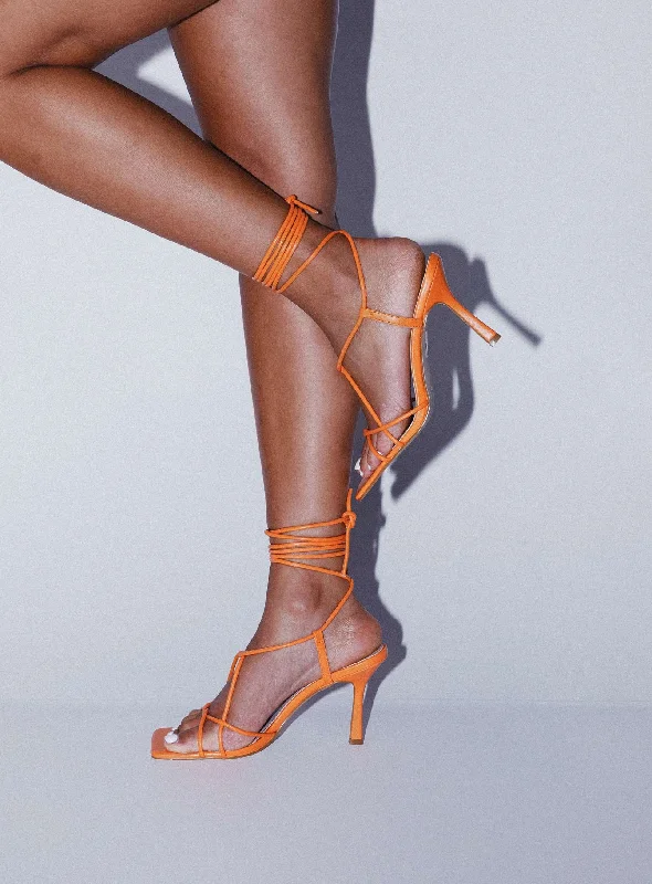 Unreal Heels Orange---Fashionable Kitten Heels for Date Night