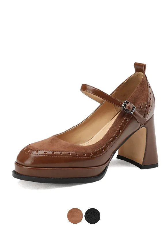 USS Shoes Alma Women's Brogue Leather Pumps---Comfortable Leather Pumps for Office and Everyday Wear