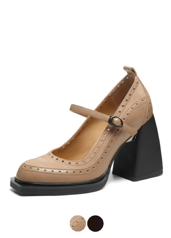 USS Shoes Greta Women's Square Toe Pumps---Durable Square Toe Block Heels for Everyday Use