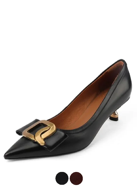 Stiletto Heel Pumps with Perfect Fit--USS Shoes Olga Women's Leather Pointed Toe Pumps-Fashionable & Classic