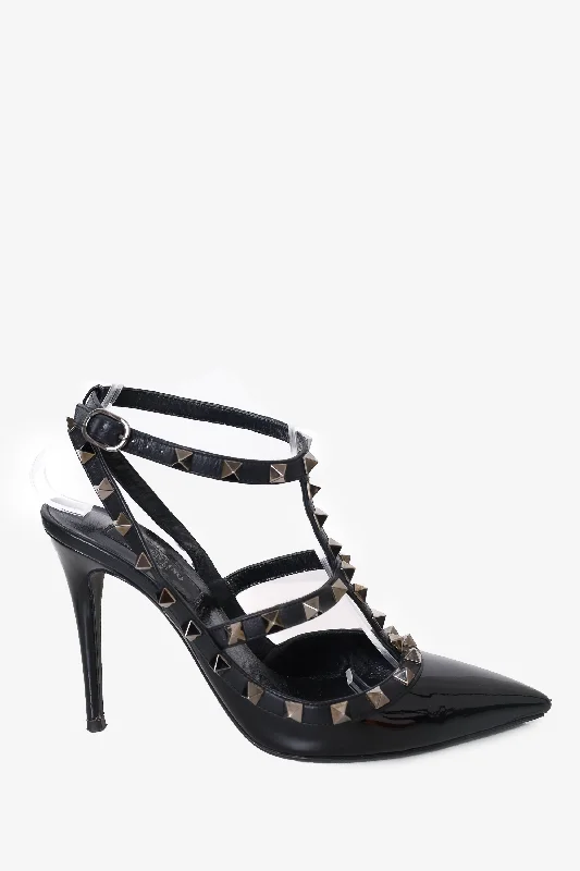 Valentino Black Rockstud Pumps Size 37---Fashionable Kitten Heels for Date Night