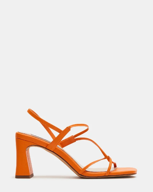 VALORA ORANGE LEATHER---Comfortable Leather Pumps for Office and Everyday Wear