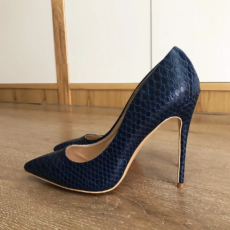 Women Snakeskin Embossed Extremely High Heel Party Shoes