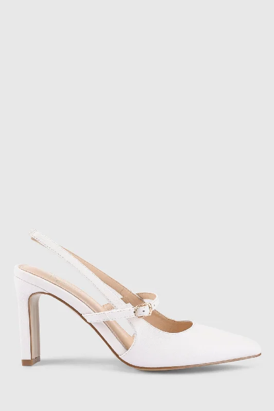 Trendy Chunky Heel Pumps for Casual Wear--VERALi Kimchi Slingback Block Heels White