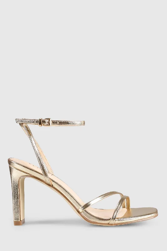 VERALi Kimmy Slim Strappy Heels Champagne Metallic---Affordable Strappy Platform Heels with Premium Quality