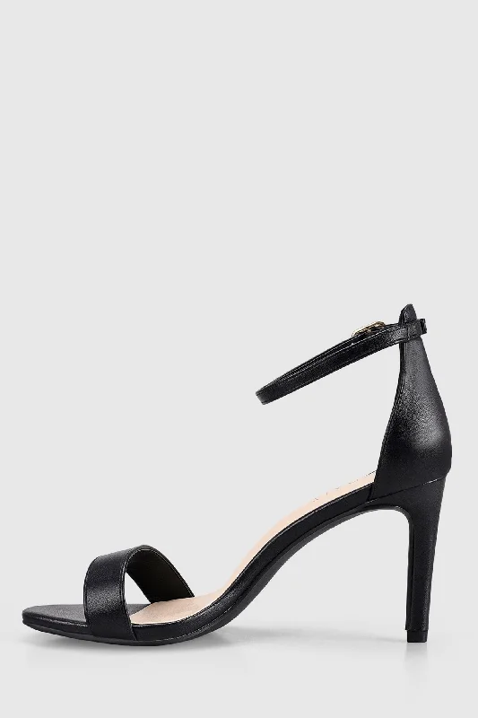 VERALi Mattie Strappy Heels Black Smooth---Affordable Strappy Platform Heels with Premium Quality