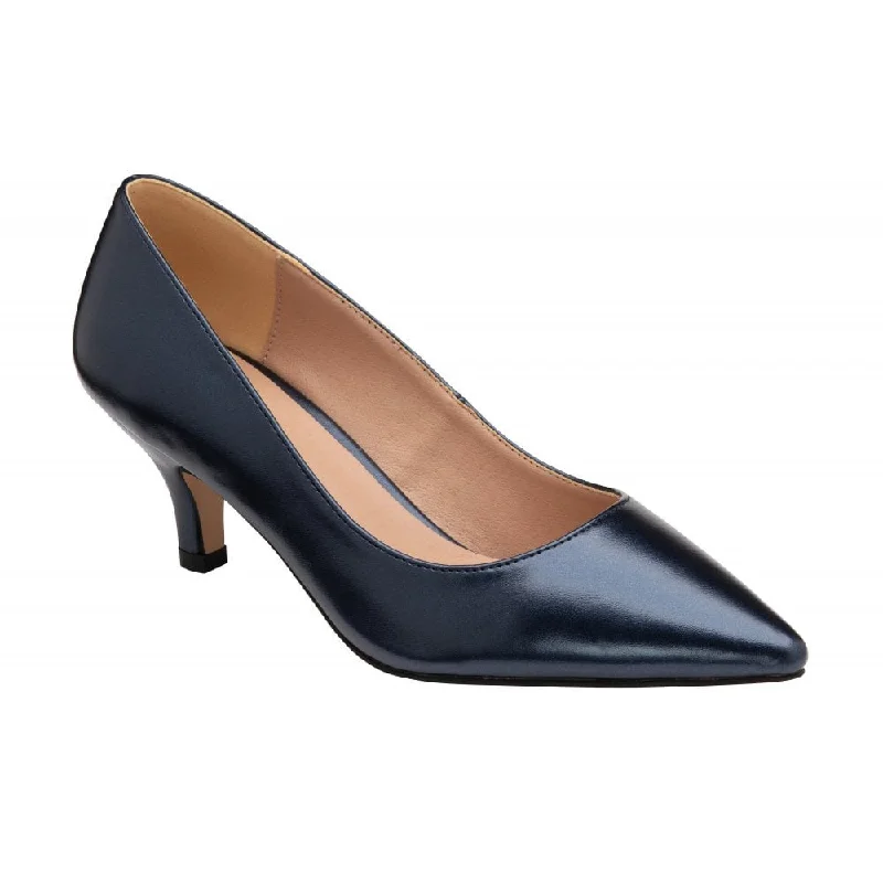 Versatile Style Navy Kitten Heel Shoes with Pointed Toe---Fashionable Kitten Heels for Date Night