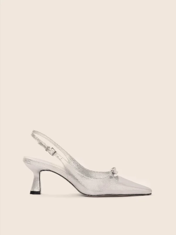 Viana Silver Pump---Fashionable Kitten Heels for Date Night