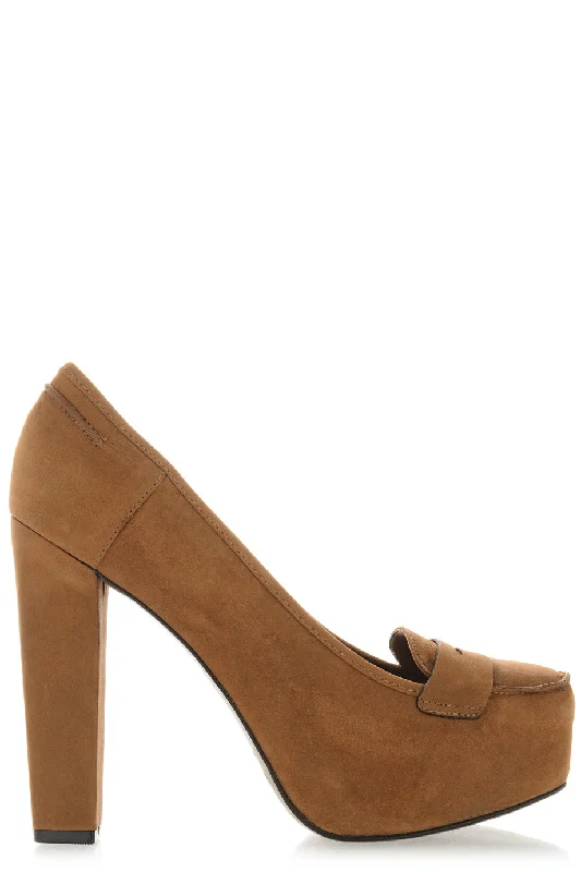 IRLANDA Camel Leather Pumps---Comfortable Leather Pumps for Office and Everyday Wear