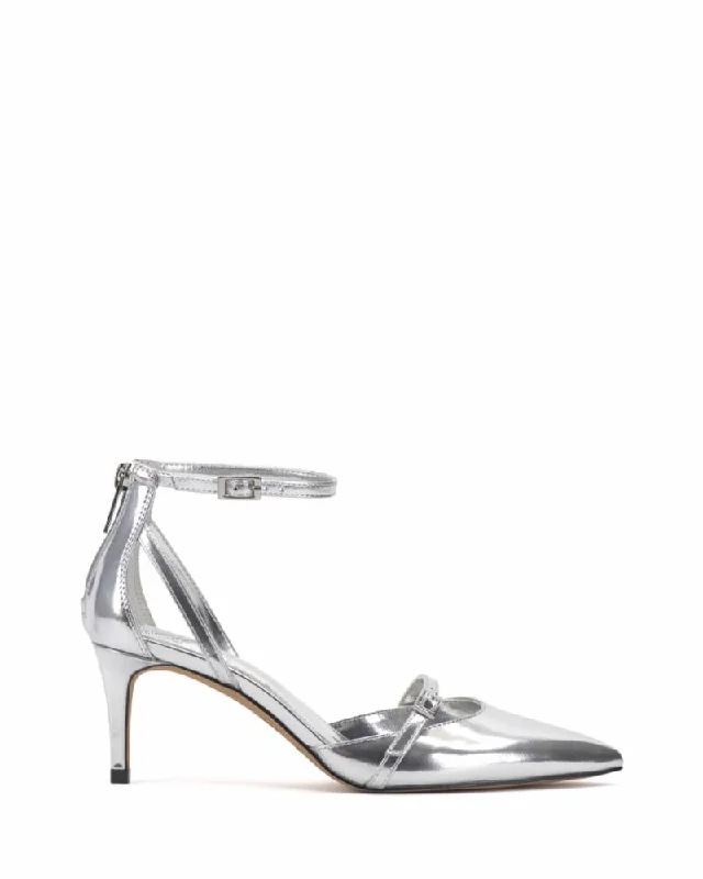 Vince Camuto Women's Krendara Silver M---Fashionable Kitten Heels for Date Night