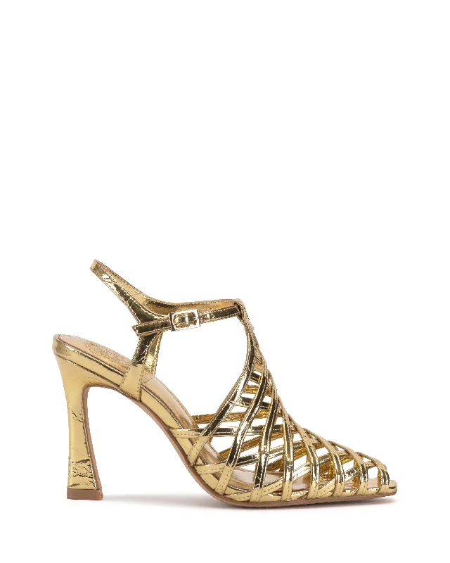 Vince Camuto Women's Scarla Gold M---Fashionable Kitten Heels for Date Night