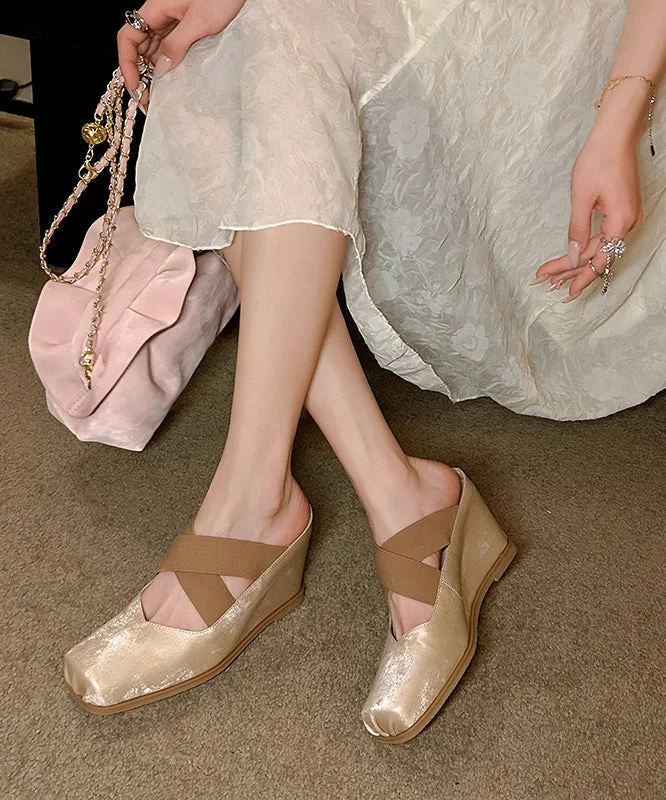 Versatile Heeled Sandals for Any Occasion---Vintage Khaki Splicing Wedge High Wedge Heels Shoes